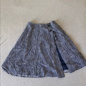 Blue Floral Skirt with Slit